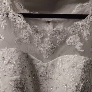 Traditional Wedding gown with sequined tulle overlay